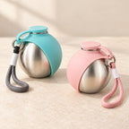 Gourde Nomade 2-en-1 rose et vert menthe avec bol en silicone pliable
