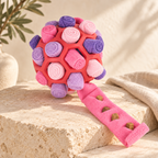Balle de fouille rose et violette avec bande rose à friandises