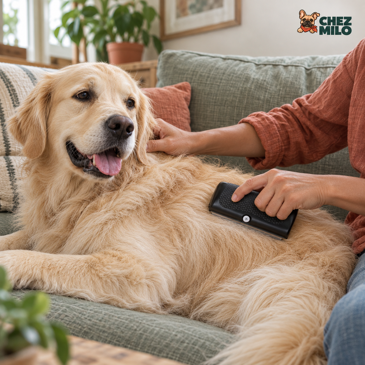 Brossage d’un golden retriever
