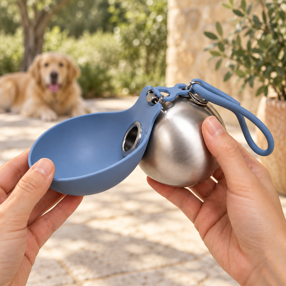 Étape 1 — Déplier le bol en silicone de la gourde nomade