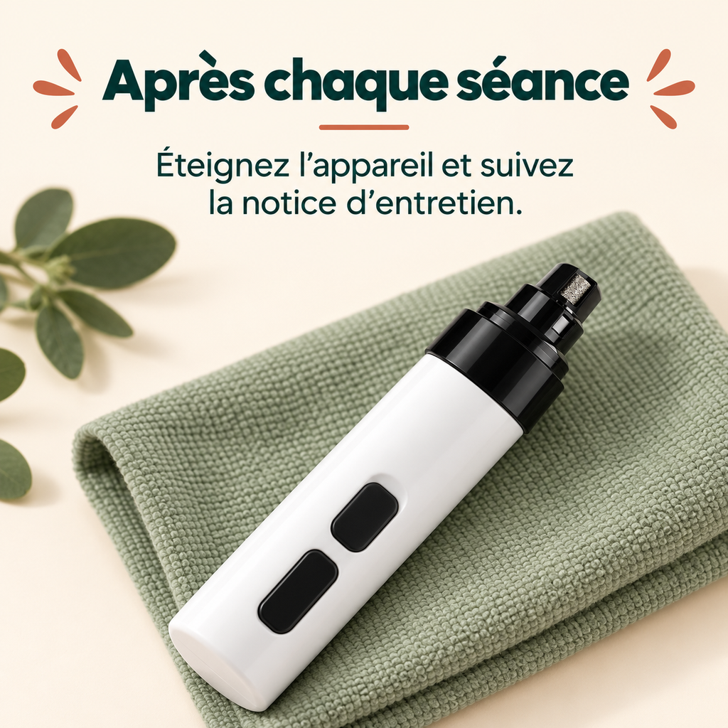 Après chaque séance, éteignez l’appareil et suivez la notice d’entretien