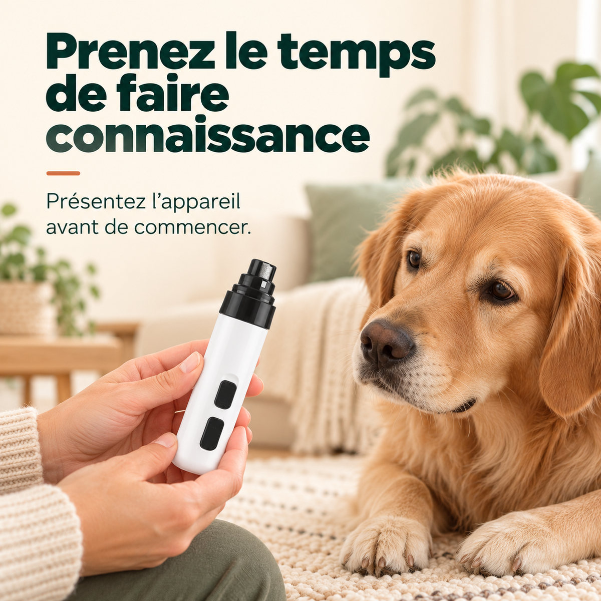 Présentez la ponceuse à votre chien avant de commencer
